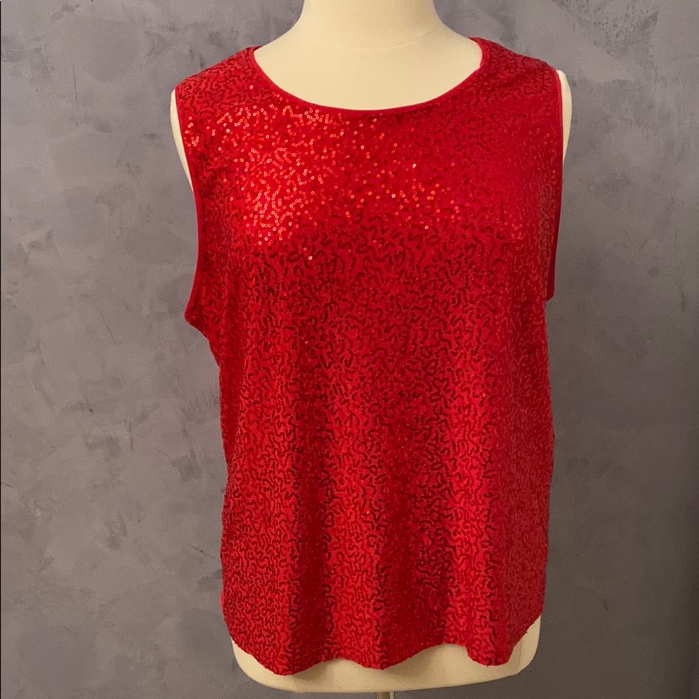 Red Sequin Sleeveless Top